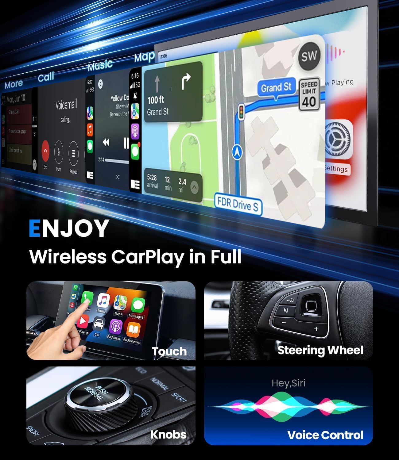 Adaptateur CarPlay sans– Passez à CarPlay sans Fil, Plug & Play, USB/Type-C, Mini & Adaptateur CarPlay sans Fil Stable Compatible avec Apple iOS 10+ et Les Voitures CarPlay filaires à (D)