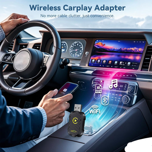 Carplay adaptateur sans fil, Mise à Niveau 2025 USB carplay , convertir carplay filaire en carplay sans fil, adaptateur sans fil plug and play pour voiture après 2016, compatible avec iPhone iOS 10 +